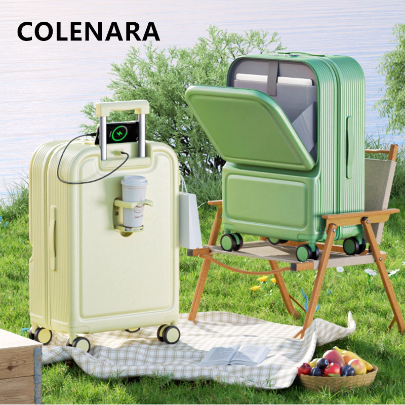 Front Opening Laptop Luggage 24 Inch - COLENARA ABS+PC Suitcase Front Opening Laptop