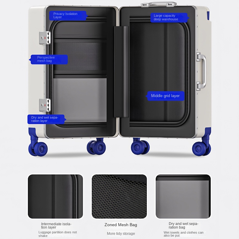 Front-opening Luggage Wide Han - огляд і ціна Aluminum Frame Carry On Luggage
