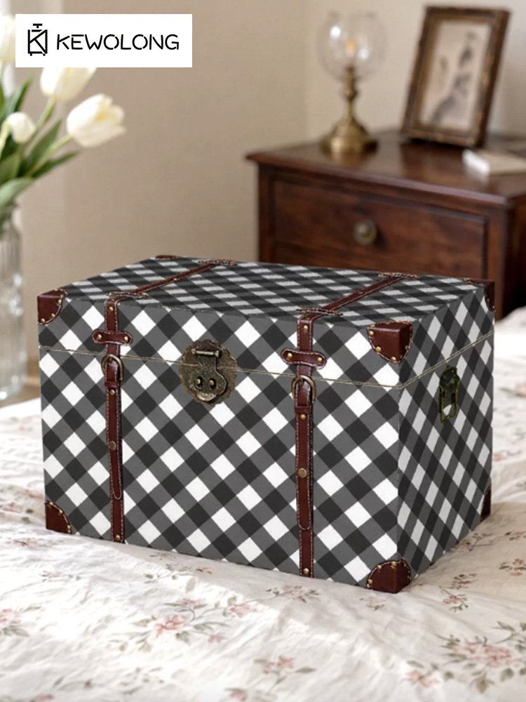 Vintage Plaid Print Wooden Sto - огляд і ціна Retro Vintage Trunk Suitcase
