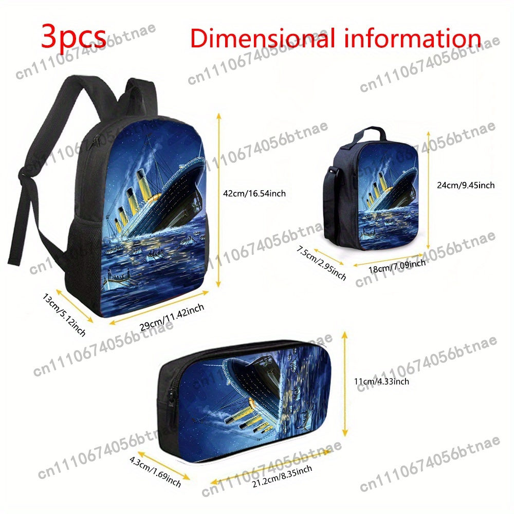 3pcs Titanic Pattern Backpack  - огляд і ціна Handbags