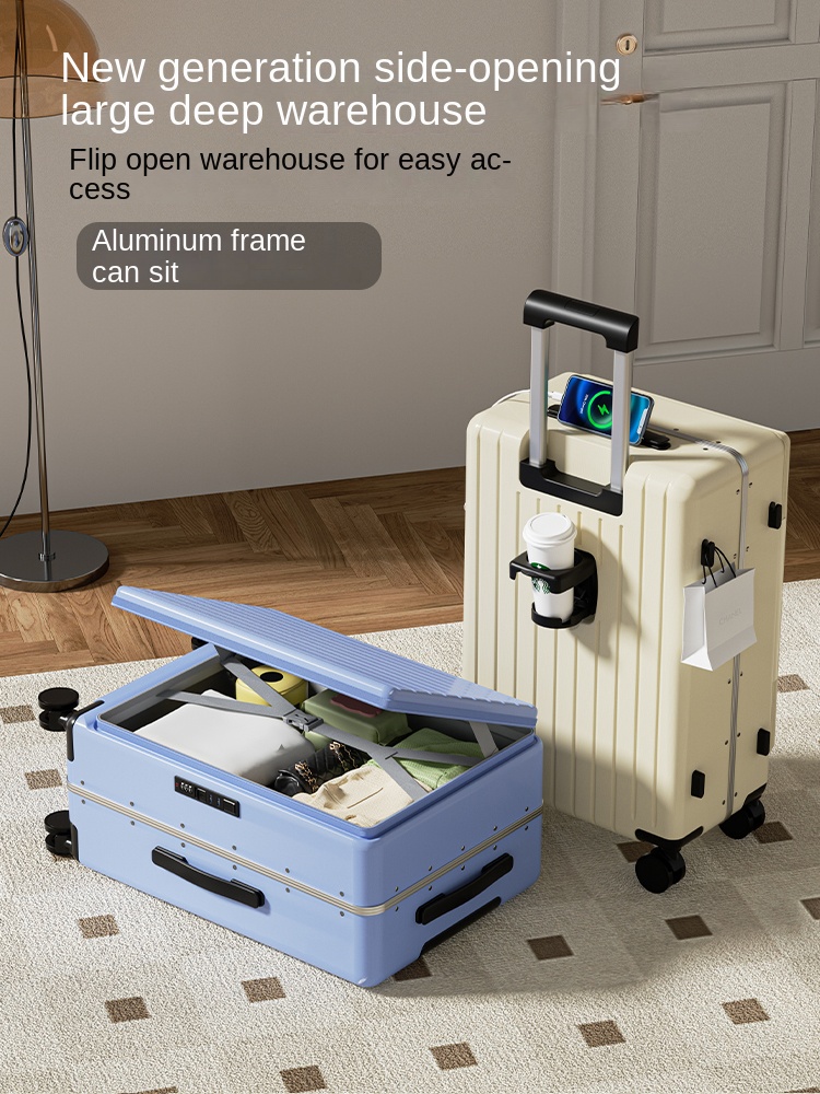 Side Opening Luggage 2025 New  - огляд і ціна Aluminum Frame Carry On Luggage